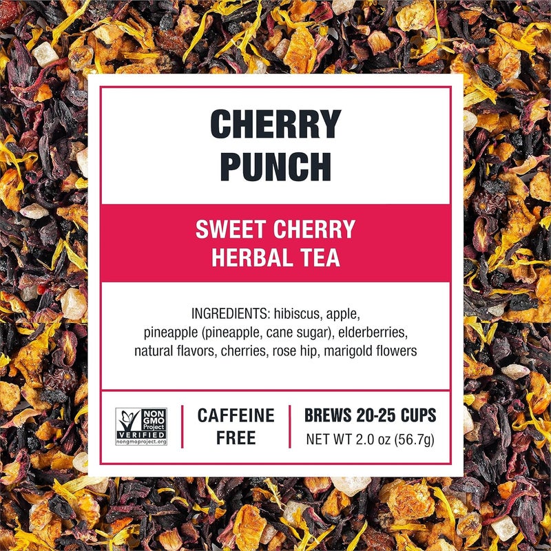 Tiesta Tea Cherry Punch - Loose Leaf Sweet Cherry Herbal Tea, 2oz Resealable Pouch - Image 3